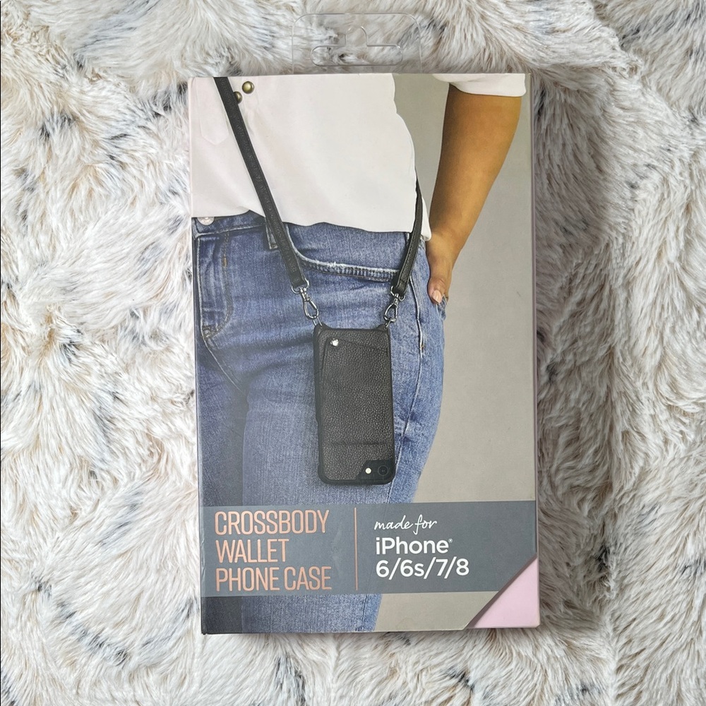 Stylish Black Crossbody Wallet Case for iPhone 6/6s/7/8